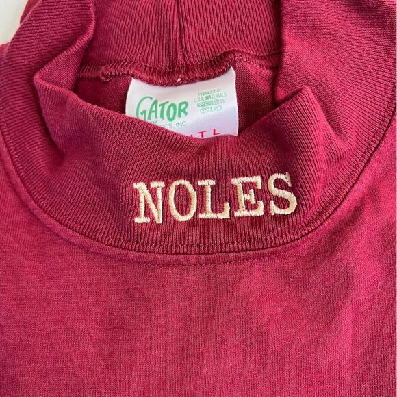 Vintage Gator Athletics Noles Garnet Turtleneck Long Sleeve Shirt Men Large FSU - Picture 4 of 13
